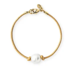Kiel James Patrick Golden Crest Pearl Knot^ Leather Bracelets