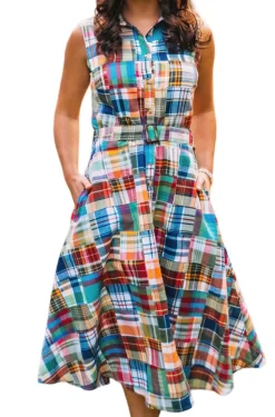 Kiel James Patrick Montauk Patchwork Madras Shirtdress^Women Dresses