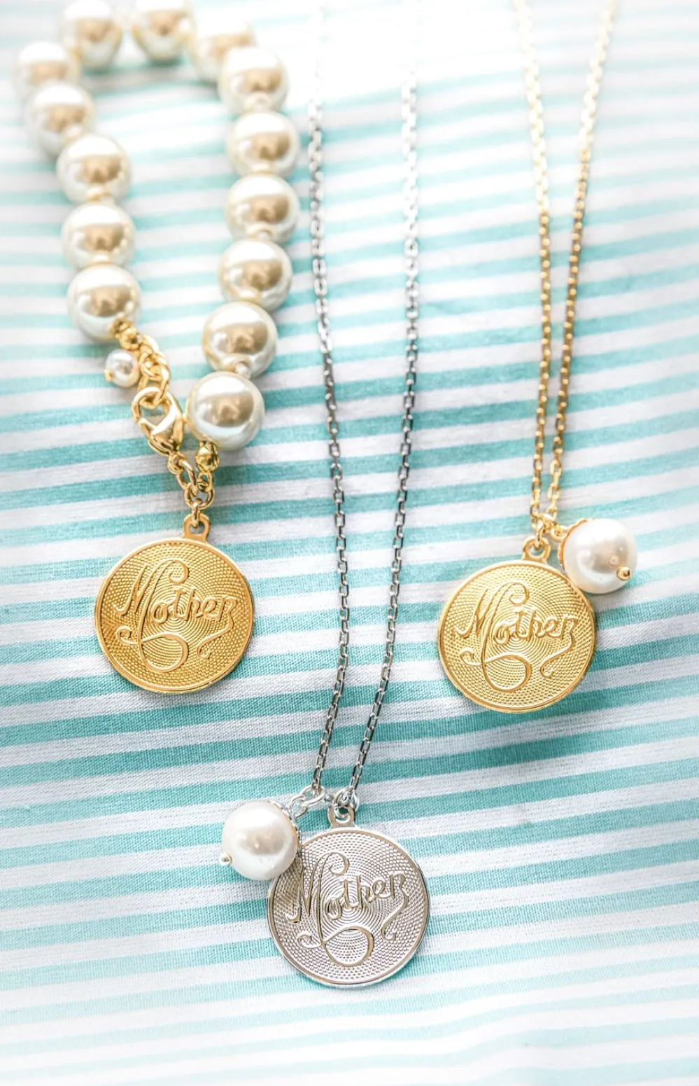 Kiel James Patrick Mother Pearl Drop Necklace^ Monogrammed Jewelry