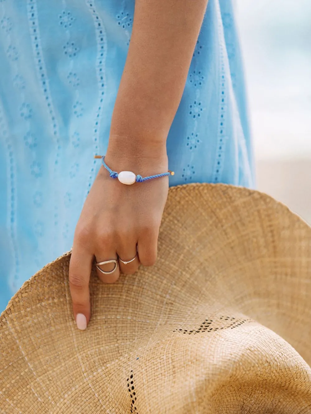 Kiel James Patrick Ocean Blue Pearl Knot^ Rope Bracelets