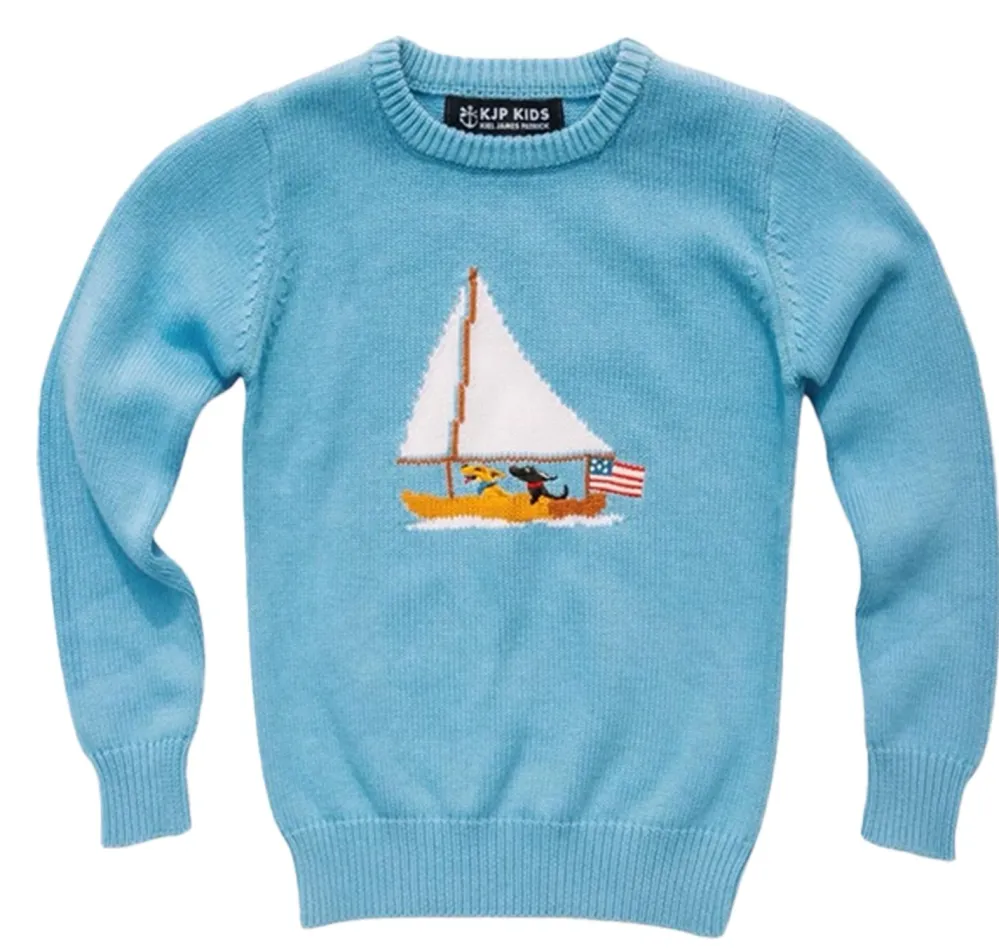 Kiel James Patrick Ruff Day At Sea Kids Sweater- Light Blue^Kids Sweaters